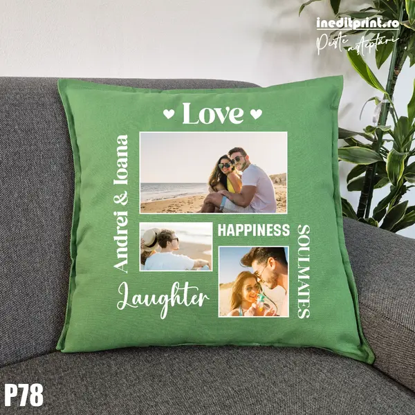 Perna Personalizata cu poze Cupluri - P78 Verde