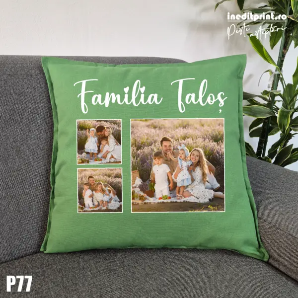 Perna Personalizata cu poze Familie - P77 Verde