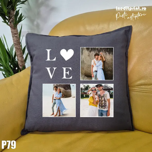 Perna Personalizata cu poze Love - P79 Gri