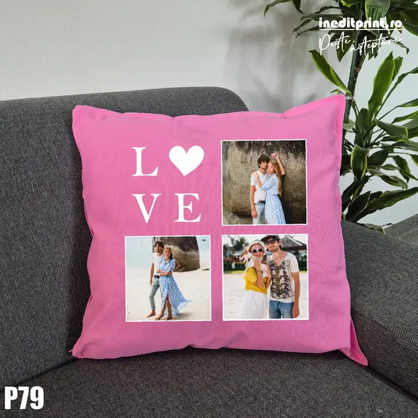 Perna Personalizata cu poze Love - P79 Roz