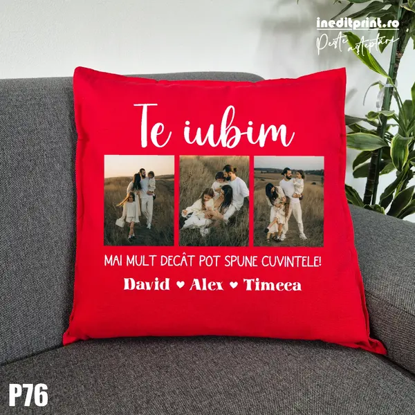 Perna Personalizata cu poze si mesaj - P76 Rosu