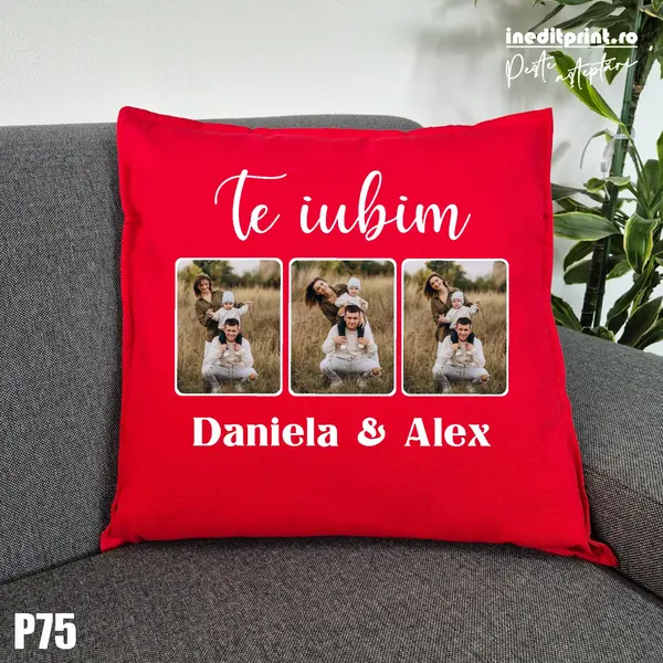Perna Personalizata cu poze Te iubim - P75 Rosu