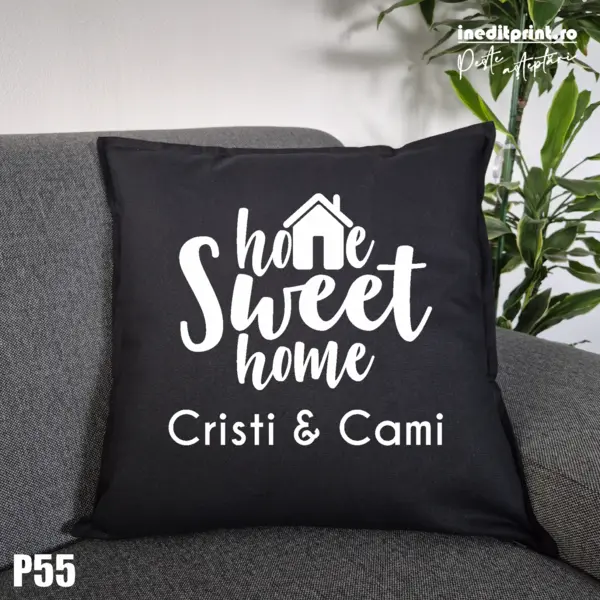 Perna Personalizata Home Sweet Home - P55 Negru