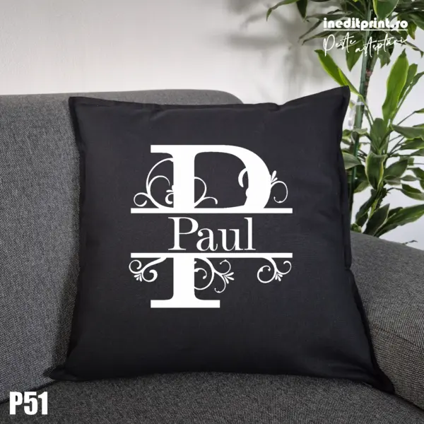 Perna Personalizata Initala si Nume - P51 Negru
