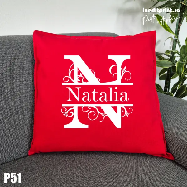 Perna Personalizata Initala si Nume - P51 Rosu