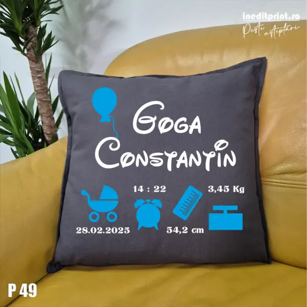 Perna Personalizata New born P49 Gri