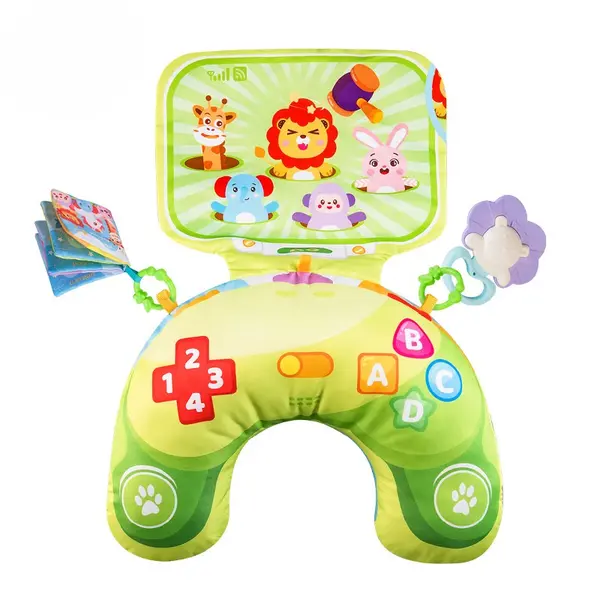 Perna Tummy-Time - Carti Textile, Jucarii Senzoriale si sunete - verde