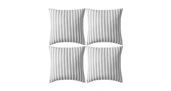 Perne de exterior, 4 buc, imprimeu dungi, 45x45 cm, gri