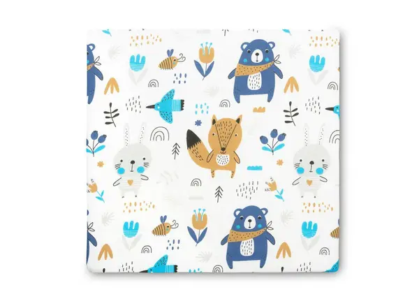 Pernuta inaltator pentru scaun copii Sensillo Forest Friends 32x32x8 cm cu husa detasabila din bumbac, prevazuta cu fermoar,curele reglabile de fixare