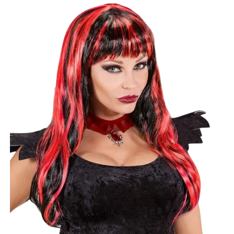 Peruca gothic glam Negru cu Rosu