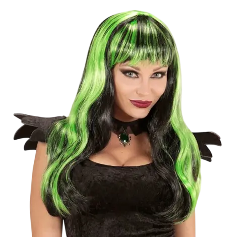 Peruca gothic glam Negru cu Verde