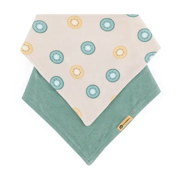 Petite&Mars Bandana Luke 3m+ bavețică Beige Kiwis&Misty Green 1 buc