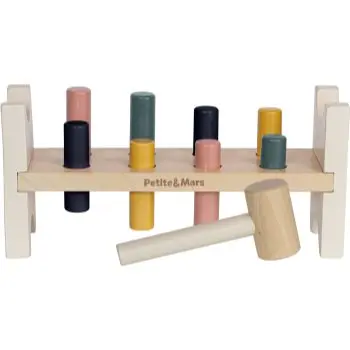 Petite&Mars Big Bang Wood of Mars joc interactiv de lovit cu ciocanul din lemn