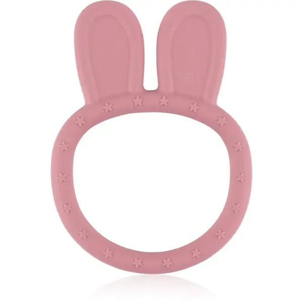 Petite&Mars Silicone teether Bunny 0m+ jucărie pentru dentiție Dusty Rose 1 buc