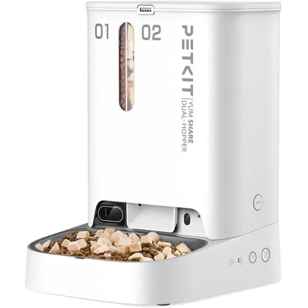 PETKIT Dozator automat de hrana Petkit YumShare Dual-Hopper cu camera, Alb