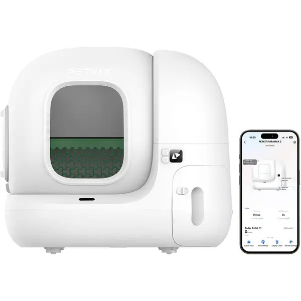 PETKIT Litiera inteligenta cu autocuratare, PetKit Pura Max 2 pentru pisici, Capacitate 7L, Afisaj LED, Bluetooth, WiFi, Alb