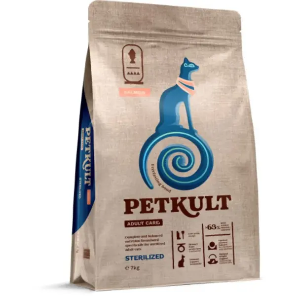 PETKULT Adult Care Sterilised, Somon, hrană uscată pisici sterilizate, 7kg