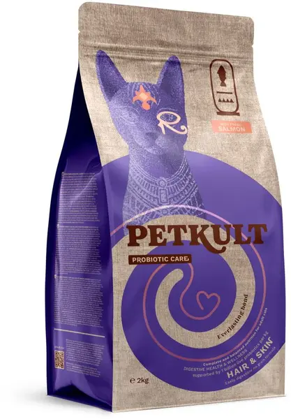 PETKULT Probiotic Care HAIR&SKIN pentru pisici, cu Somon proaspăt