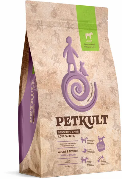PETKULT Sensitive Low Callories Adult & SENIOR, talie mică, Miel/orez