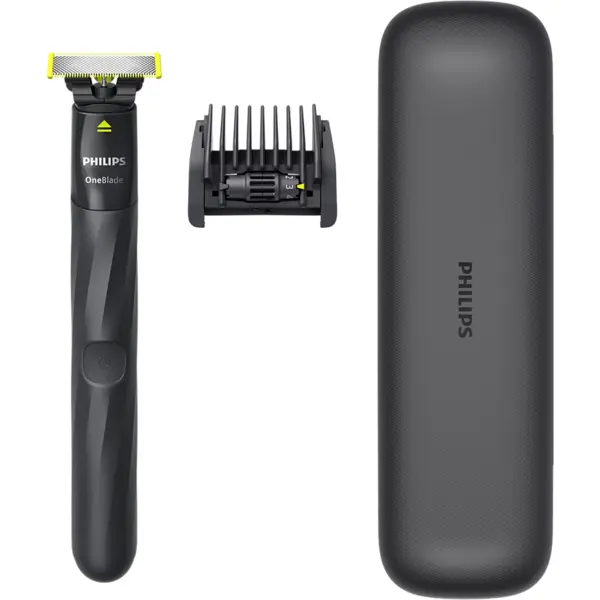 Philips Aparat de ras electric Philips One Blade QP1424/65, Pieptene reglabil 5in1, Autonomie 30 minute,Gri