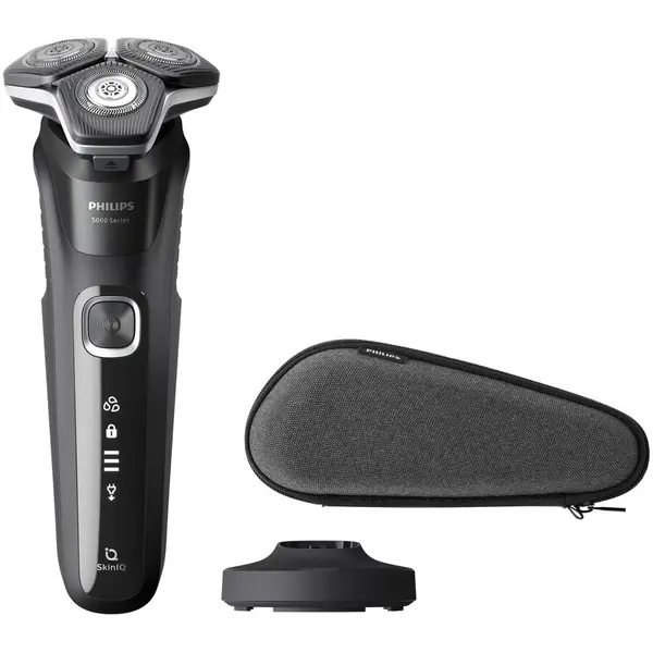 Philips Aparat de ras electric Philips Seria 5000 S5898/35, Wet&Dry, Autonomie 60 minute, 3 capete, Display LED, Negru