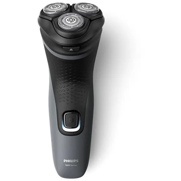 Philips Aparat de ras Philips Shaver Seria 1, barbierit umed si uscat, fara fir, capete 4D flexibile, lame autoascutire, 40 min, capac de protectie, Gri inchis