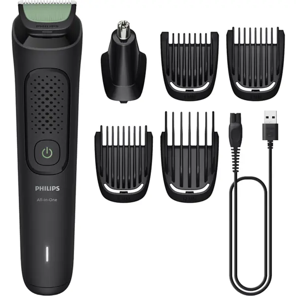 Philips Aparat de tuns 6in1 Philips All-in-One Trimmer 3000 Series, MG3915/15, autonomie 60 min, setari lungime 0.5 – 12 mm, lame cu autoascutire, husa