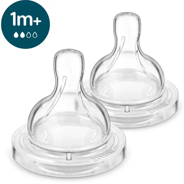 Philips Avent Anti-colic SCY762/02 tetină pentru biberon anti-colici 1 m+ Slow Flow 2 buc