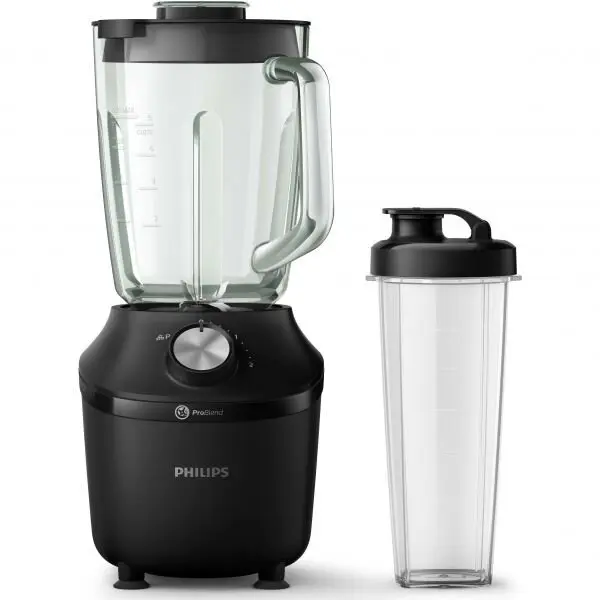 Philips Blender Philips Pro-Blend Serie 3000 HR2291/41, 600W, 2 setari viteza + functie turbo, vas de sticla gradat, capacitate maxima: 2L, capacitate totala: 1,25L, sistem ProBlend, culoare: negru