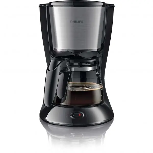Philips Cafetiera Philips Daily Collection HD7462/20, Sistem Anti-picurare, Sistem Aroma twister, Vas de sticla, 1000W, 1.2 l, 2-15 cesti, Negru si metalic