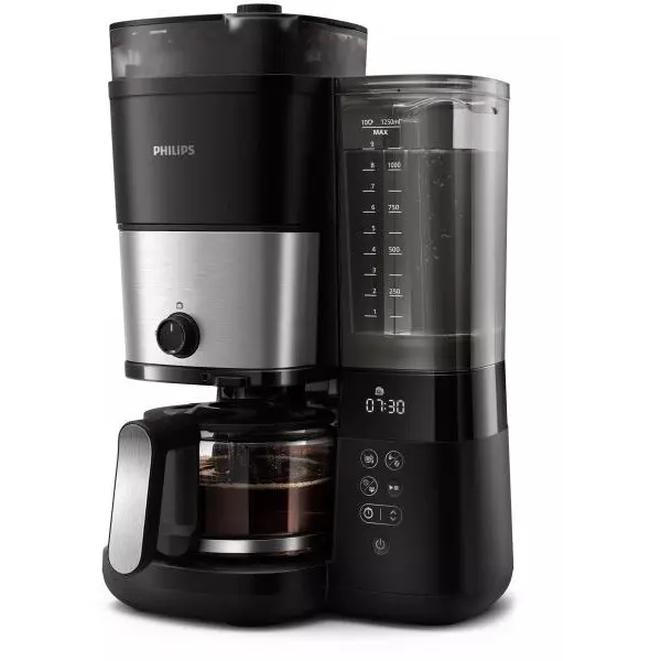 Philips Cafetiera Philips HD7900/50 All-in-1 Brew, rasnita integrata, Recipient dublu pentru boabe de cafea, Filtru permanent, Functie anti-picurare, Afisaj LED,Rezervor de apa detasabil, Lingura de dozare