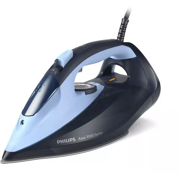 Philips Fier de calcat Philips Azur DST7041/20, 2800W, debit de abur continuu de 50g/min si jet de abur de 250 g, talpa SteamGlide Elite, rezervor de 300ml si sistem de curatare automata cu rezervor integrat pentru calcar, oprire automata de siguranta, A