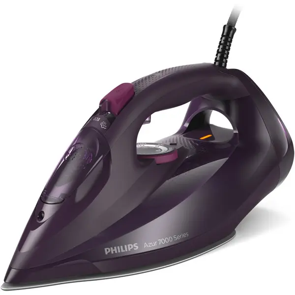 Philips Fier de calcat Philips Azur DST7061/30, 3000W, debit de abur de 55g/min si jet de abur de 250 g, talpa SteamGlide Elite, rezervor de 300ml si sistem de curatare automata cu rezervor integrat pentru calcar, oprire automata de siguranta, violet