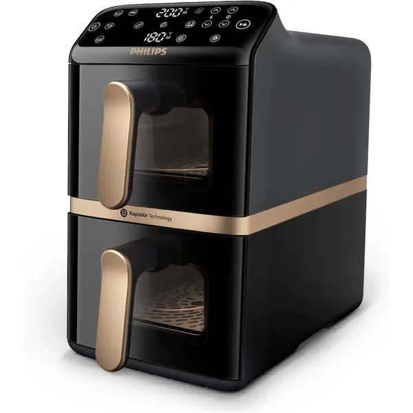 Philips Friteuza cu aer cald dubla Philips NA462/70 Airfryer Seria 4000, 10 L, 2750W, Negru