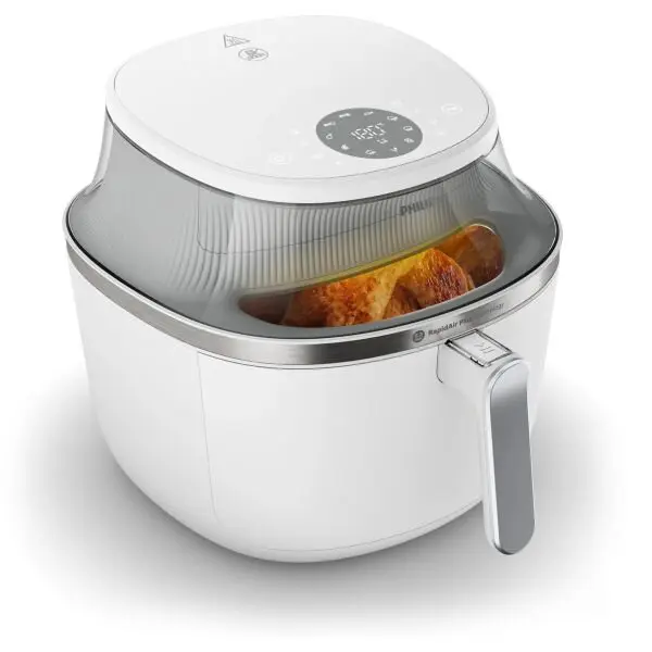 Philips Friteuza cu aer cald Philips NA331/10 seria 3000, compact digital, 1700W, capacitate 6.2L, Tehnologia RapidAir Plus, Fereastra de gatit, 16 functii de gatit in 1, afisaj digital, 12 programe presetate, curatare usoara, Alb-Argintiu