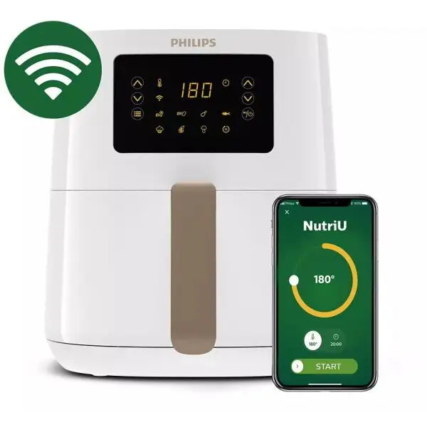 Philips Friteuza fara ulei Philips Airfryer HD9255/30, tehnologie Rapid Air, 800g, capacitate 4.1L, conectat la wifi, curatare rapida, functie de gatit presetata, 13 functii de gatit presetate, compatibil Amazon Alexa