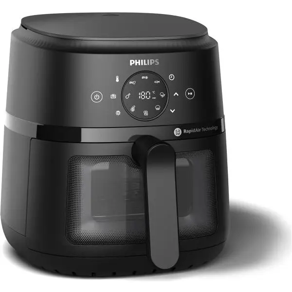 Philips Friteuza fara ulei Philips NA220/00 Seria 2000, 4.2 l, 1500 W, 13 metode de gatit, Fereastra de gatit, Ecran tactil, Tehnologie RapidAir, Controlul timpului pana la 60 min, Negru