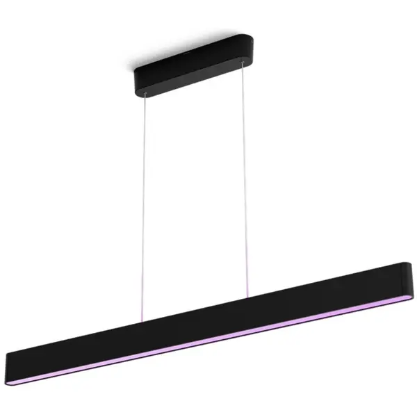 Philips Lustra LED RGB inteligenta Philips Hue Ensis, Bluetooth, 79W (175W), 5500 lm, lumina alba si colorata, 129.8 cm, clasa energetica G, Metal, Negru