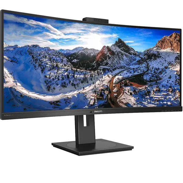Philips Monitor curbat LED VA Philips 34, Ultrawide QHD, DisplayPort, USB-C, RJ45, Negru, 346P1CRH