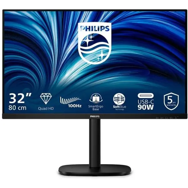 Philips Monitor IPS LED Philips (31.5)32 32B2U3601/00, QHD (2560 x 1440), 100 Hz, 4ms, HDMI, DisplayPort, Boxe, Pivot (Negru)