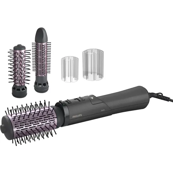 Philips Perie rotativa Philips Seria 700 BHA715/00, 1000W, 2 viteze, 3 trepte temperatura, Invelis ceramic, Gri inchis-Violet