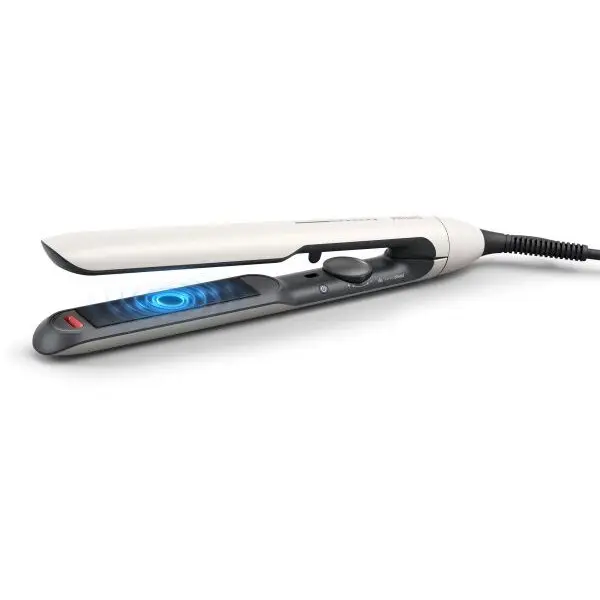 Philips Placa de indreptat parul Philips BHS515/00, tehnologie ThermoShield, placi infuzate cu ulei de argan, 230°C, ingrijire ioni, 12 setari temperatura, husa termorezistenta, Alb perlat