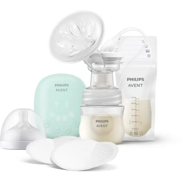 Philips Pompa de san electrica Avent SCD323/20, 4 nivele stimulare, multicolor, inclus 5 pungi colectare lapte, 125 ml, Verde