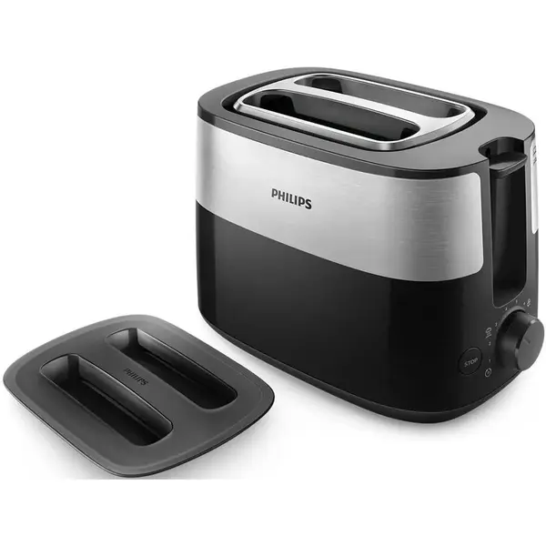 Philips Prajitor de paine Philips Daily Collection HD2517/90, 830 W, 2 felii, 8 niveluri de putere, Negru-Argintiu