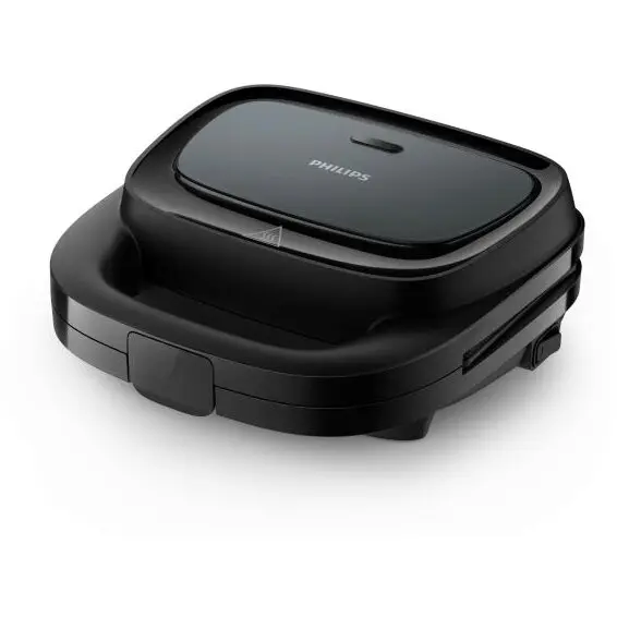 Philips Sandwich-maker Philips HD2331/90 Seria 3000, 750W, pentru sandwich-uri triunghi, plite neaderente,comutator pornit/oprit, lumini indicatoare, sistem de blocare rapida, Negru