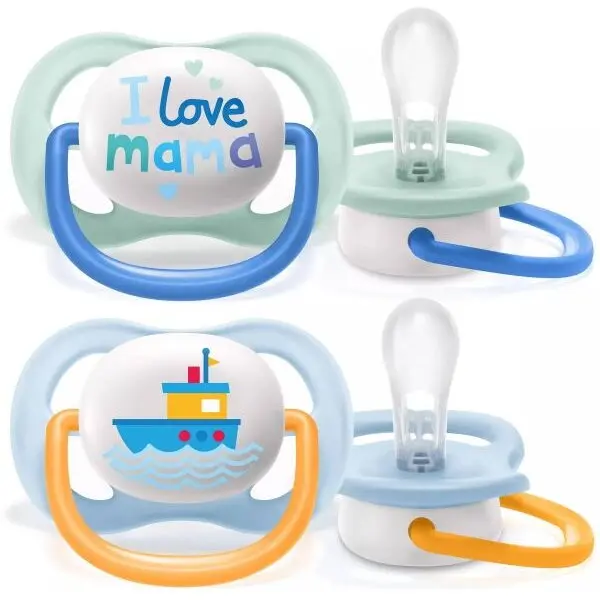 Philips Set 2 suzete Philips-AVENT SCF080/01 Ultra Air, ortodontice, 0-6 luni, Albastru/Verde