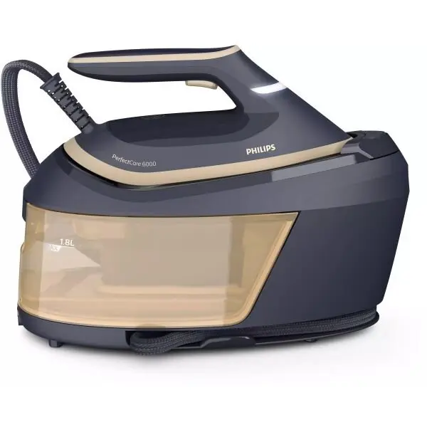 Philips Statie de calcat Philips PerfectCare PSG6066/20 seria 6000, cu abur, presiune 8 bar, 2400 W, debit de abur 130 g/min, abur 600 g, rezervor apa detasabil de 1.8 l, OptimalTemp,Smart CalcClean, talpa SteamGlide Advanced, ASO, blocare pentru transpo