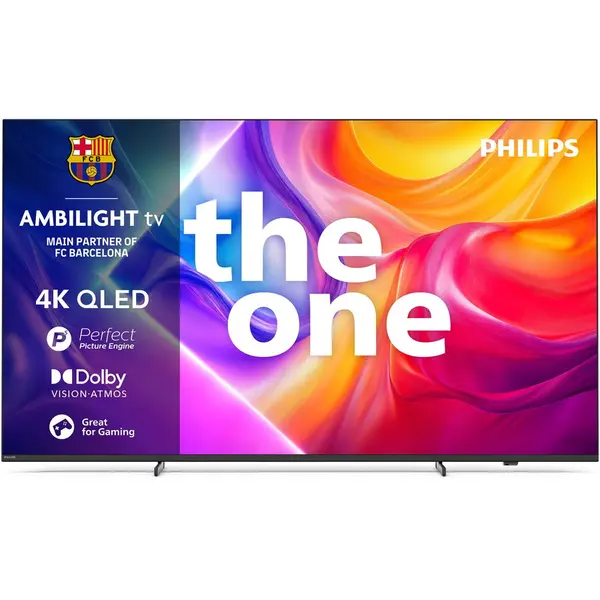 Philips Televizor Philips Ambilight TV QLED 75PUS9010, 189 cm, Smart TV, 4K Ultra HD, 100 Hz, Clasa E (Model 2025), Gri