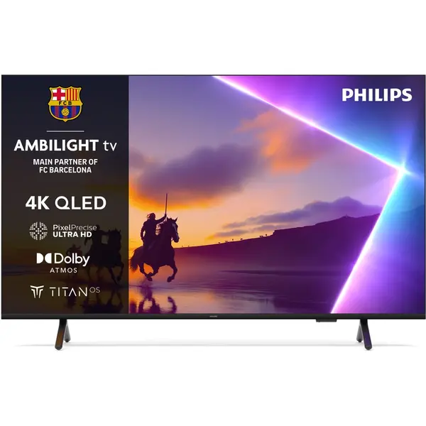 Philips Televizor Philips AMBILIGHT TV QLED 85PUS8510, 215 cm, Smart TV, 4K Ultra HD, Clasa D (Model 2025), Negru