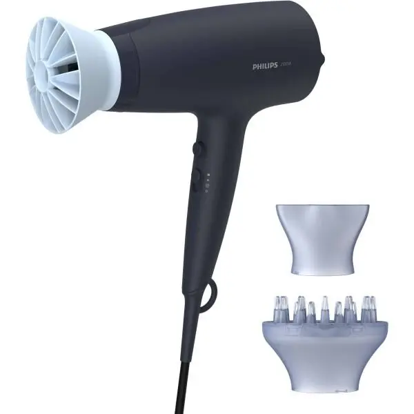Philips Uscator de par Philips BHD360/20, 2100W, accesoriu Thermo Protect, ingrijire cu ioni, 6 setari de viteza/temperatura, cap de coafare 14 mm, difuzor, Albastru inchis